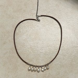 Silpada Pearls of Wisdom genuine leather, pearl, and sterling silver.